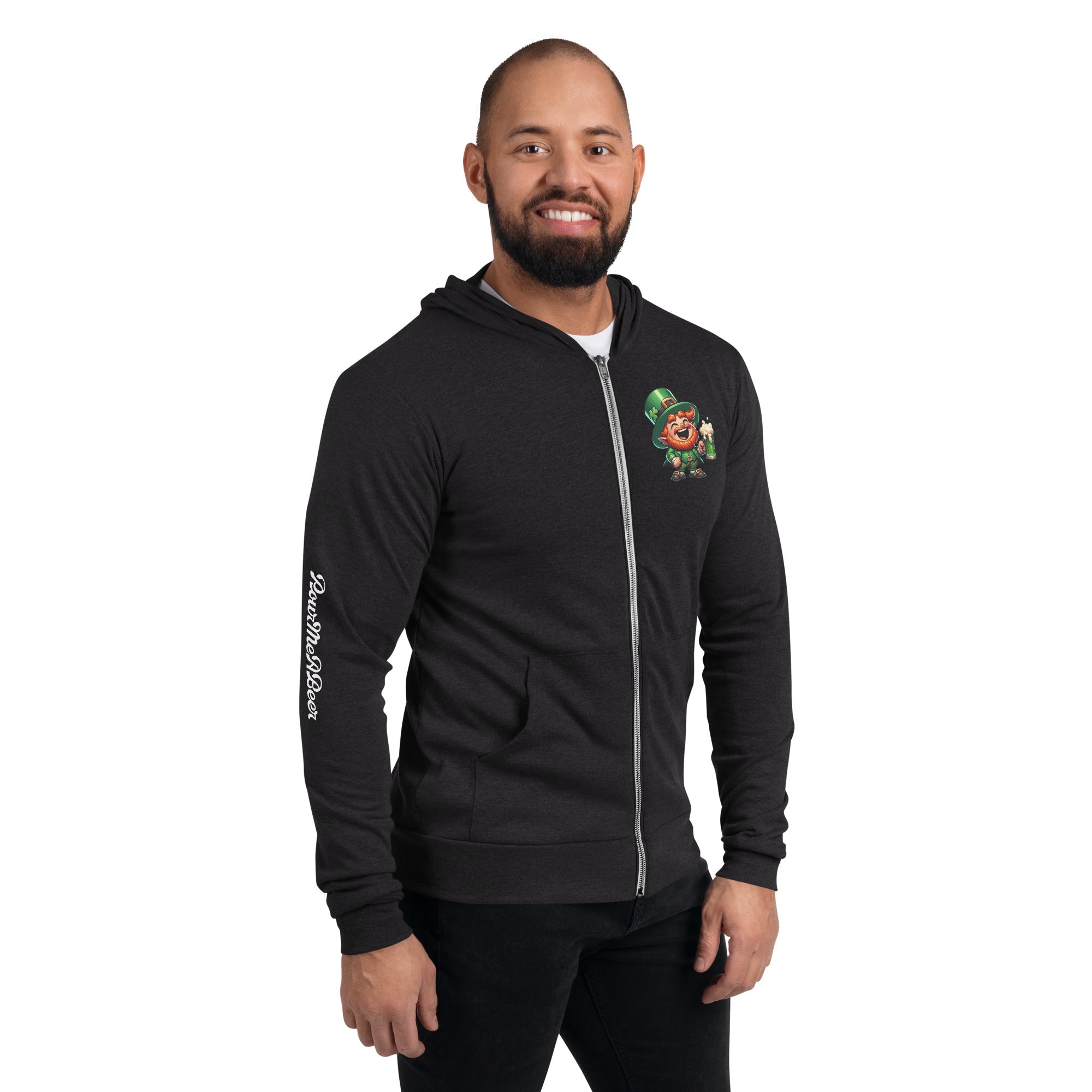 PourMeABeer Men's Leprechaun Zipper Hoodie