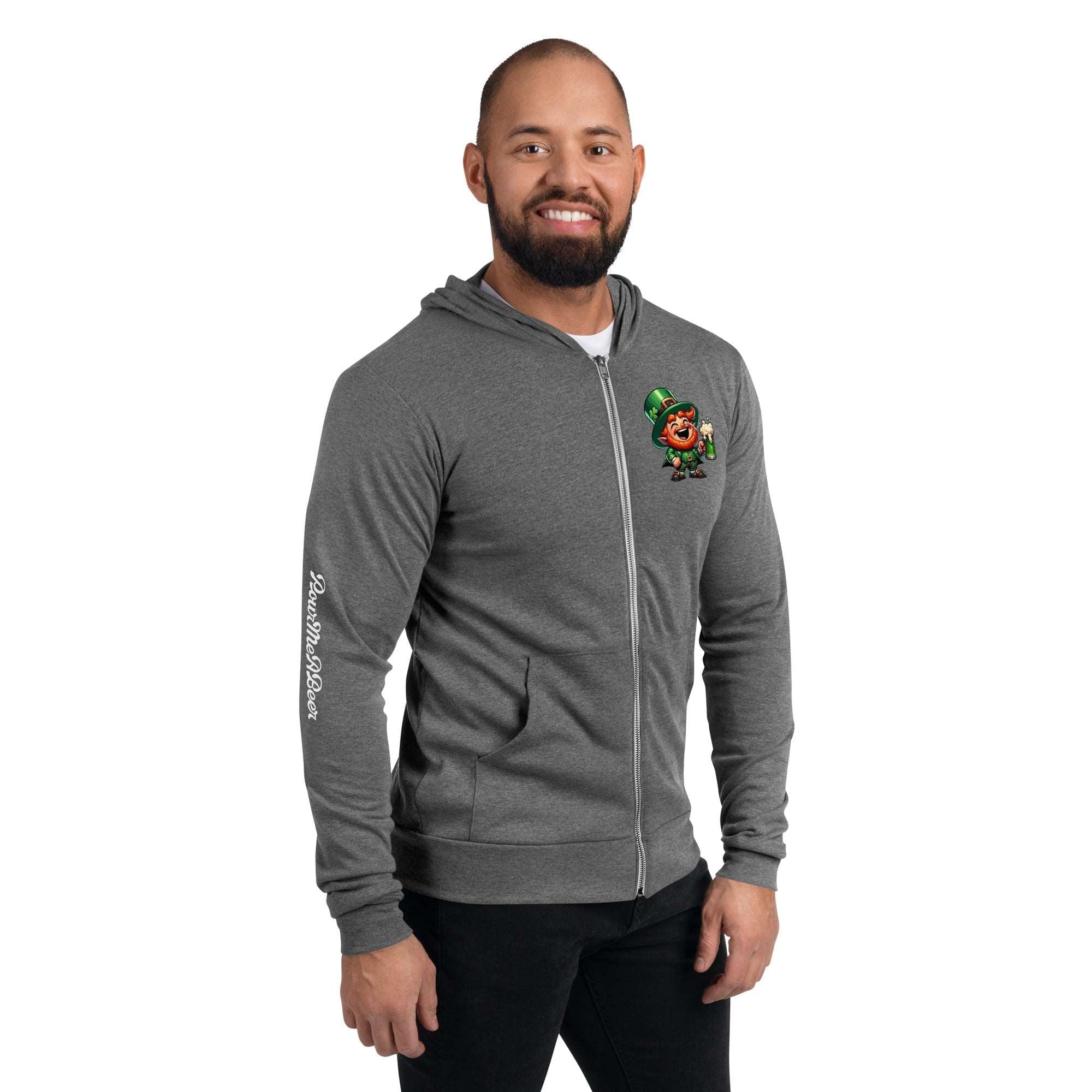 PourMeABeer Men's Leprechaun Zipper Hoodie