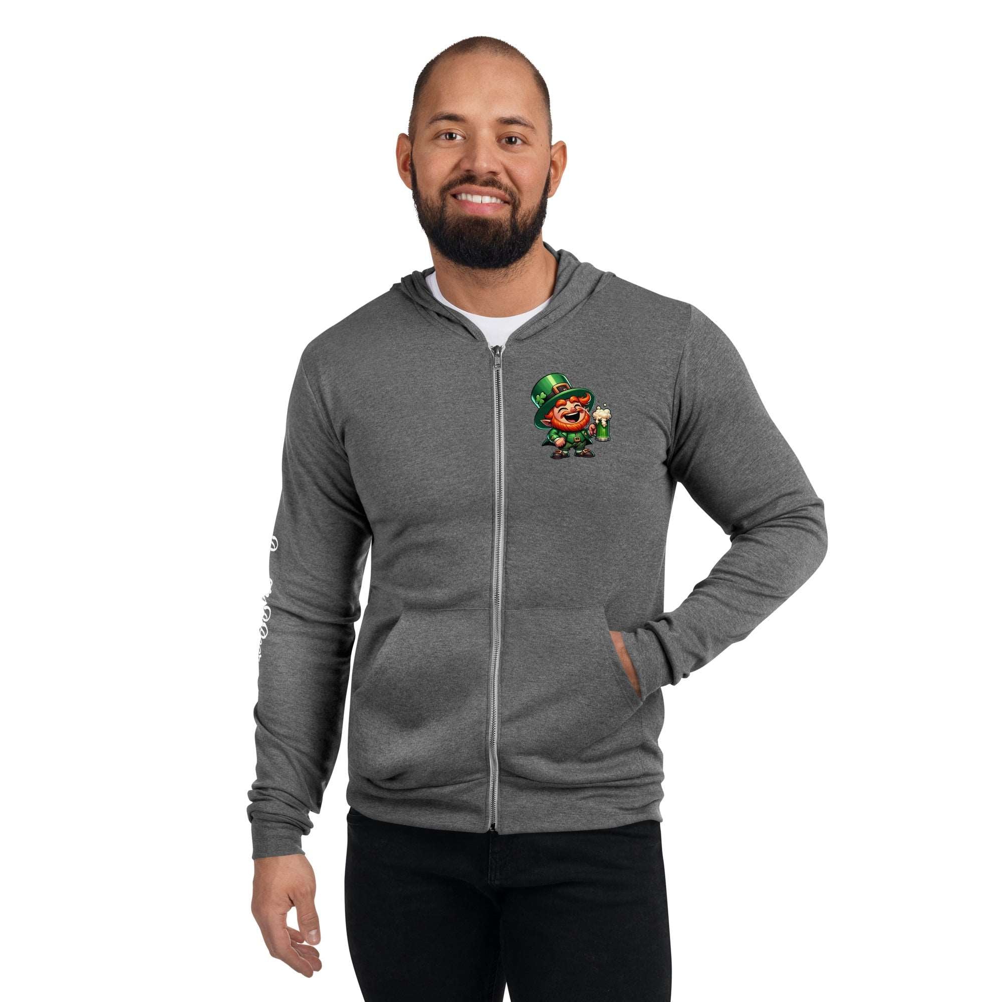 PourMeABeer Men's Leprechaun Zipper Hoodie