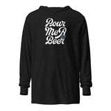 PourMeABeer Men's "Pour Me A Beer" with Badge Hooded Long Sleeve Tee