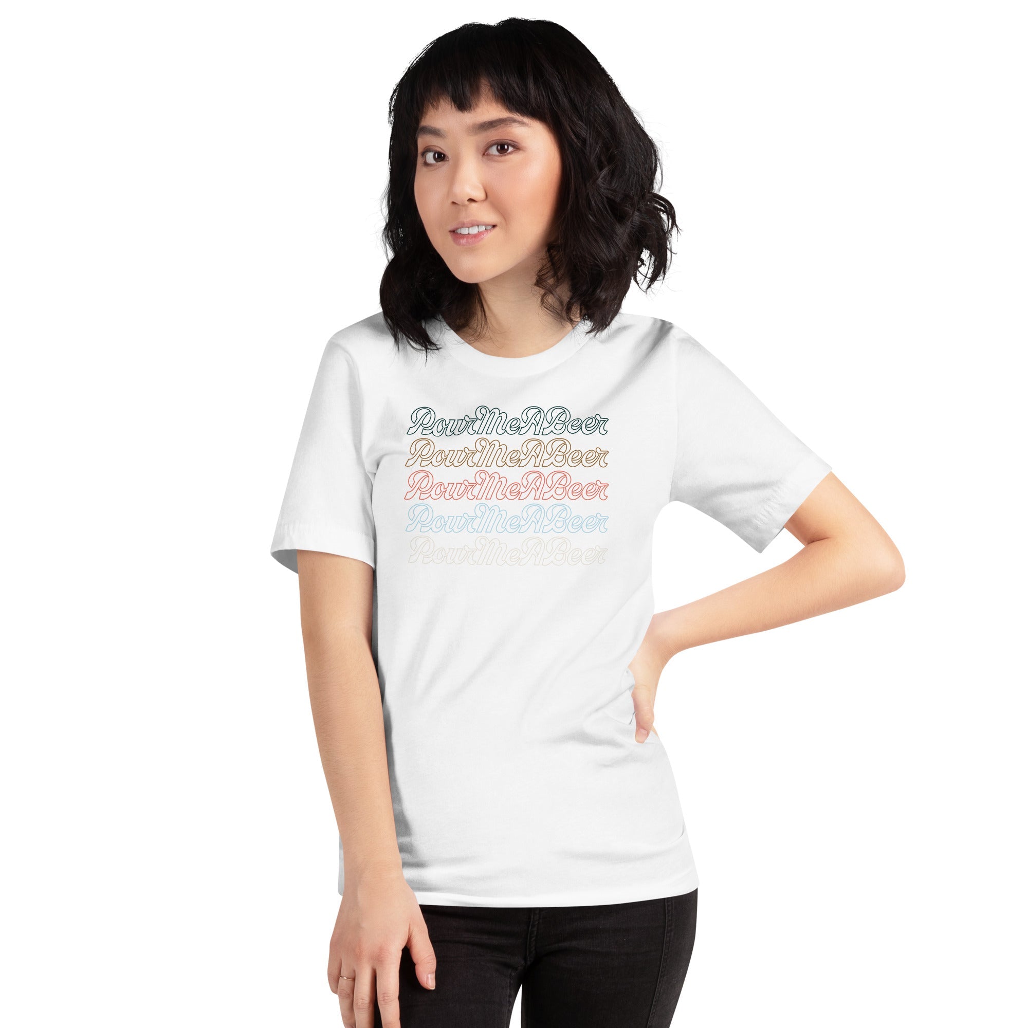 PourMeABeer Multi-Color 6-Stack Logo Women’s Staple T-Shirt