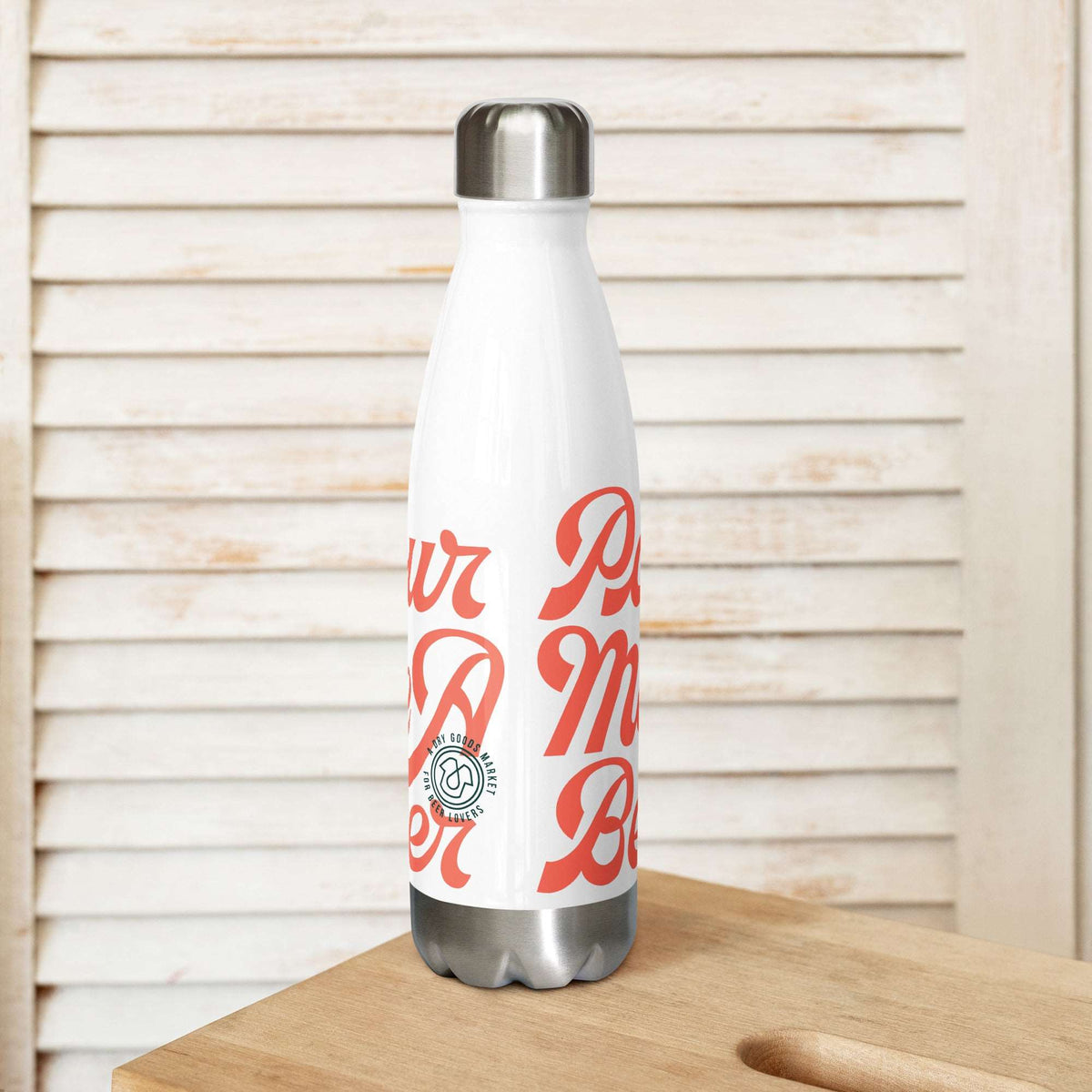 PourMeABeer Vertical Stainless Steel Water Bottle