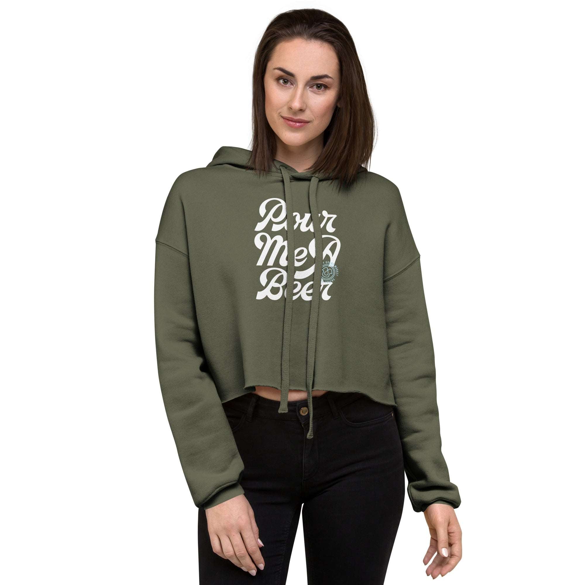 PourMeABeer with Badge Women’s Cropped Hoodie