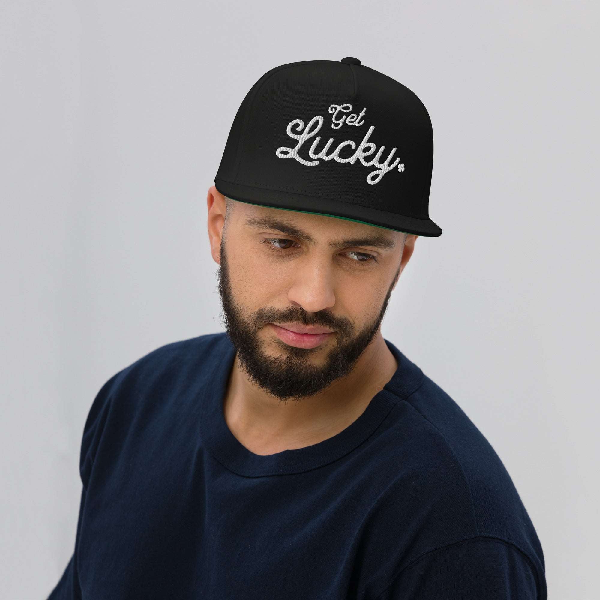 Thirsty, Indeed "Get Lucky" Men's Flat Bill Cap