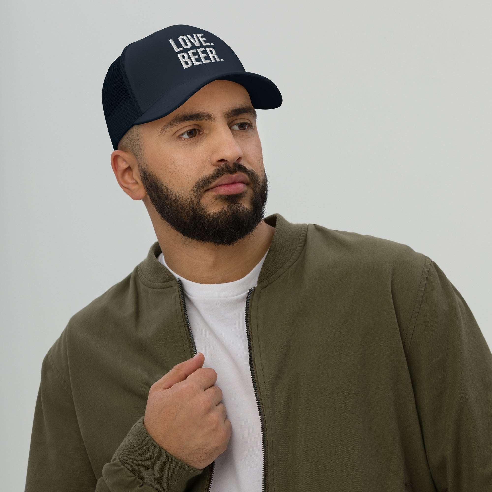 Thirsty, Indeed "LOVE. BEER." Men's Trucker Hat