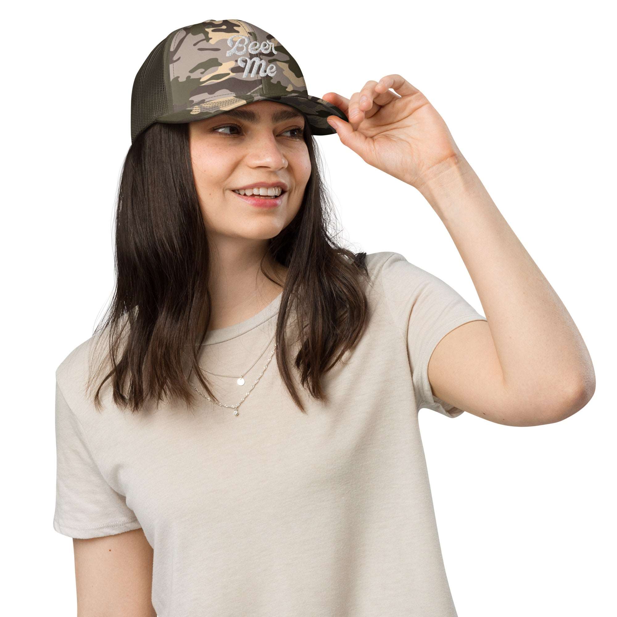 Thirsty, Indeed Women's “Beer Me” Camouflage Trucker Hat